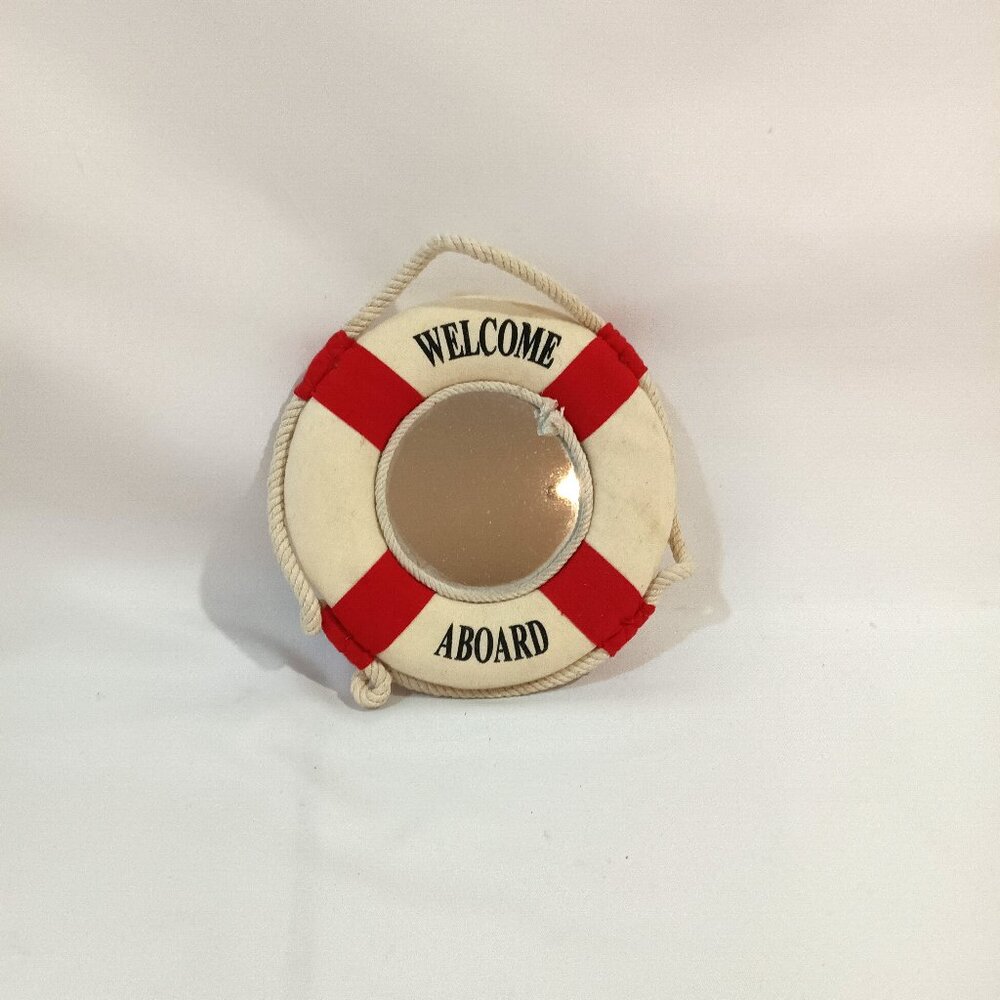 Welcome Aboard Home Decor Wall / Door Plaque Sign Round Nautical Theme Mirror